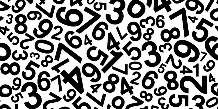A dense, chaotic scattering of black numerals on a white background, overlapping at every angle.